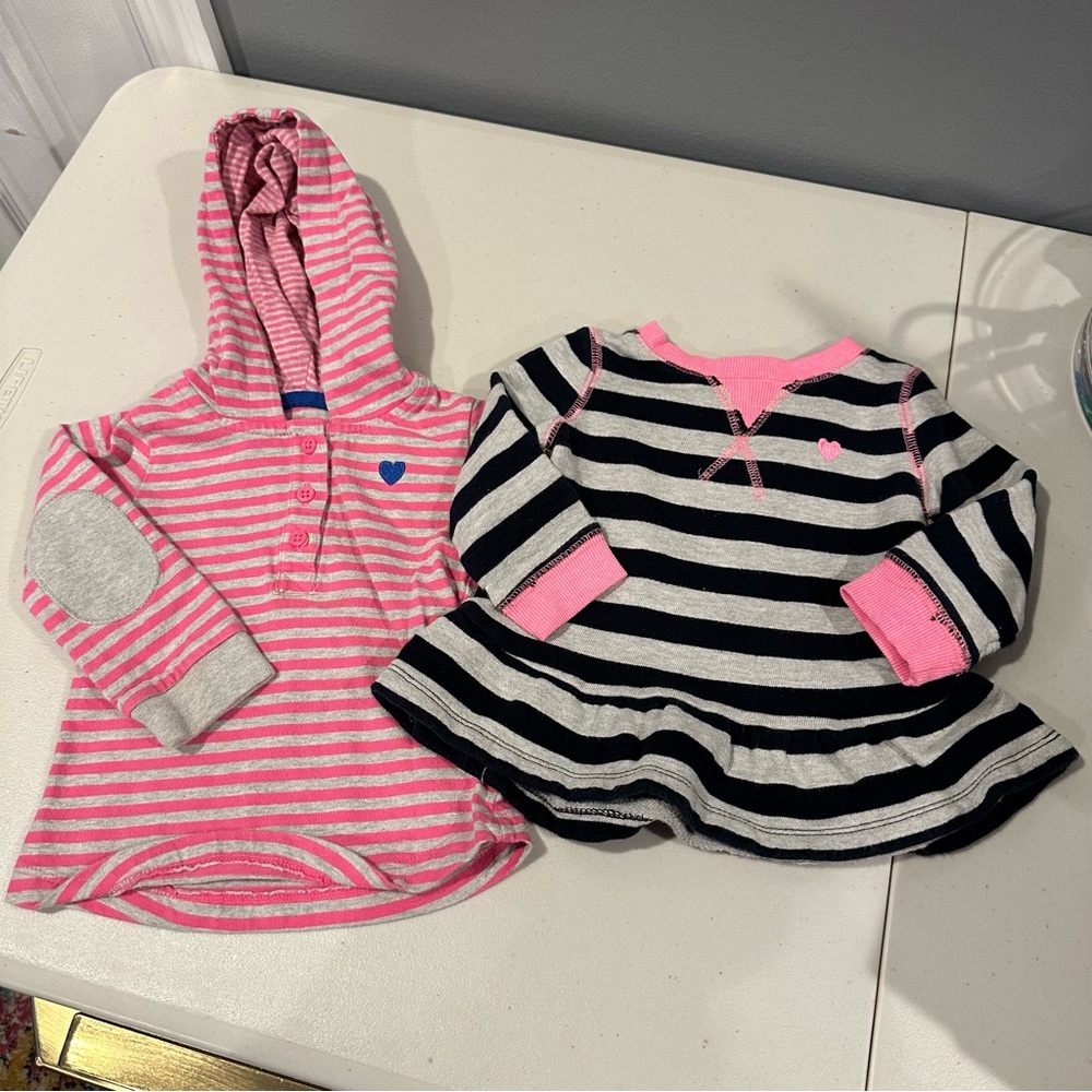 12 Months Carter's Peplum Sweatshirt & Long Sleeve Hoodie with Elbow Pads